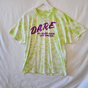 D.A.R.E. DARE Tie Dye Inspirational Green White Purple Shirt Size XL